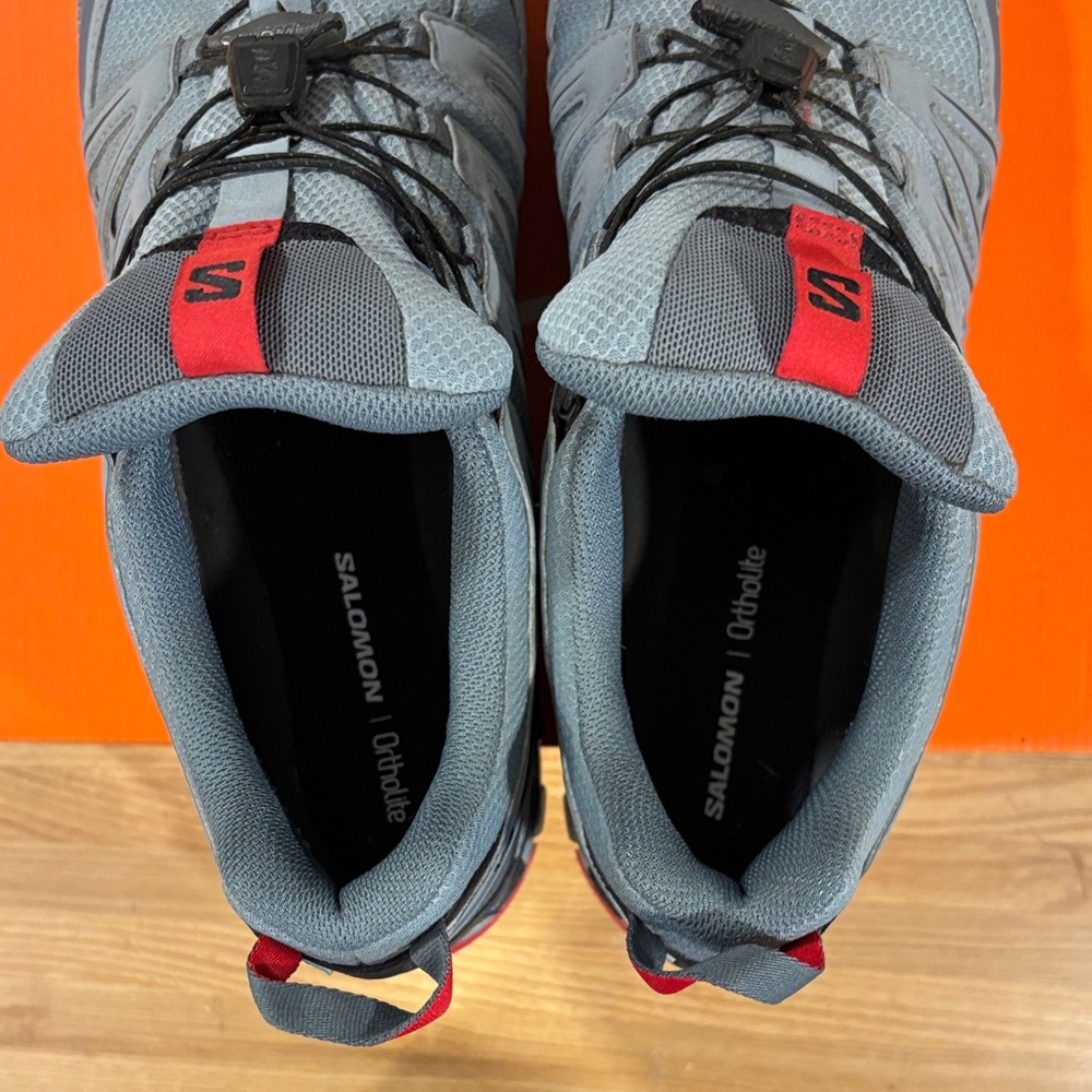 Salomon Grey and Black Trail Sneakers with Red Accents - Picture 7 of 7